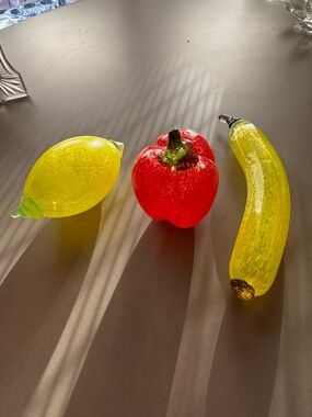 Kosta Boda Glass Fruit Trio Banana Lemon Pepper Scandinavian Art Decor